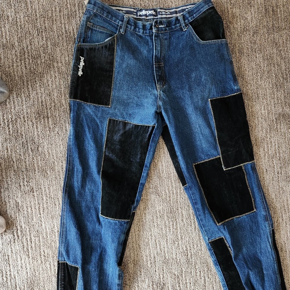 PELLE PELLE PATCHWORK DENIM JEANS Size 34x34